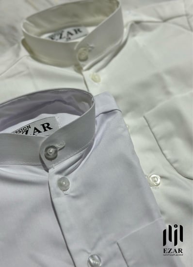 ثوب كويتي صيفي أطفال وشبابي كلاسيك زرار واحد (كم عادي)