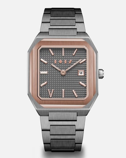 ساعة بدر الرجالية من الستيل بلون رمادي