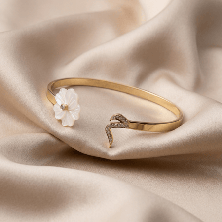 اسوارة فضة طلاء ذهب أصفر وزركون