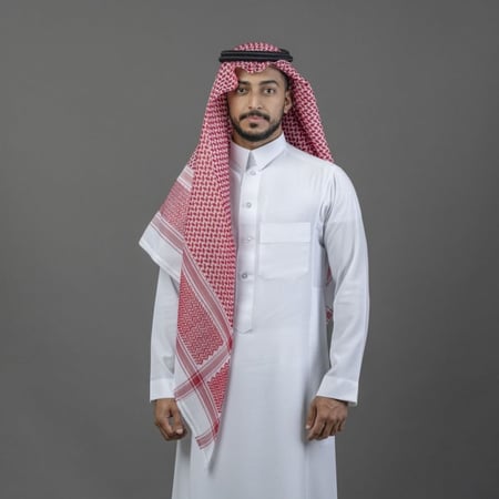 شماغ البسام بيسك احمر غامق انجليزي