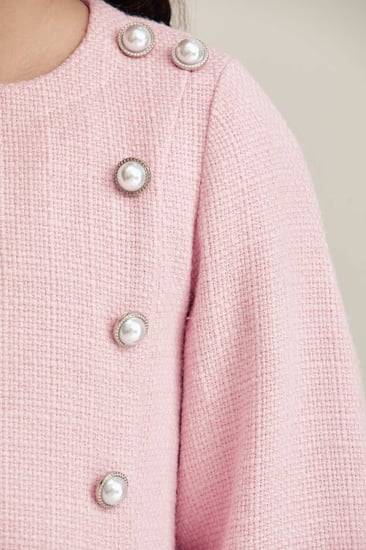 فستان تويد مزين بأزرار