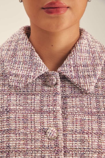 جاكيت تويد مزين بجيوب