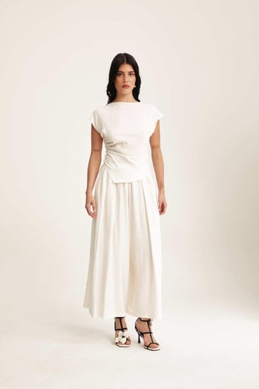 بنطلون واسع بخصر مطاطي