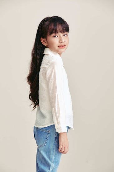 قميص مدرسي بناتي سنبل – تصميم مخطط أنيق لراحة يومية طويلة