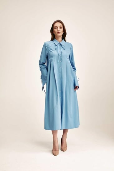 فستان قميص مزين بكسرات