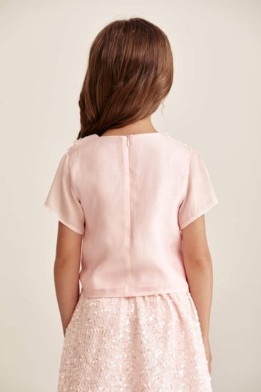 بلوزة بياقة ترتر شكل فيونكة