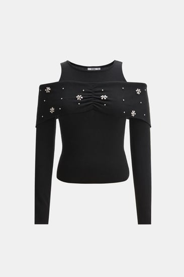 بلوزة بلا أكتاف مزينة بالكريستال