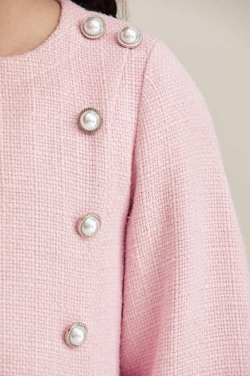 فستان تويد مزين بأزرار