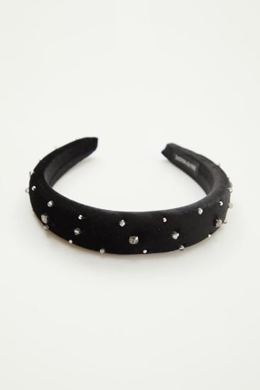 طوق شعر مخمل مزين بالخرز