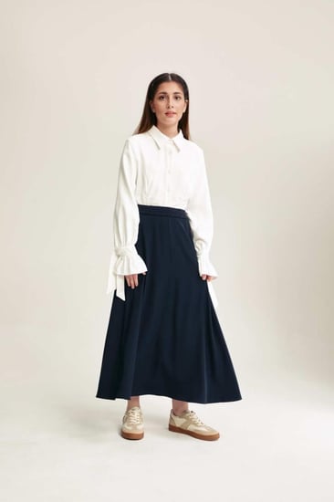 تنورة ثانوي  كحلي بخصر مطاطي