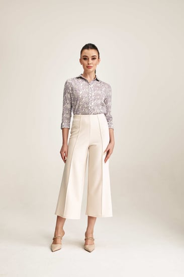 بنطلون ميدي بخصر مطاطي