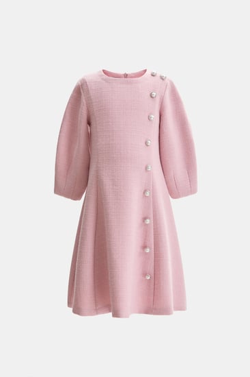 فستان تويد مزين بأزرار