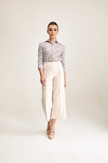 بنطلون ميدي بخصر مطاطي