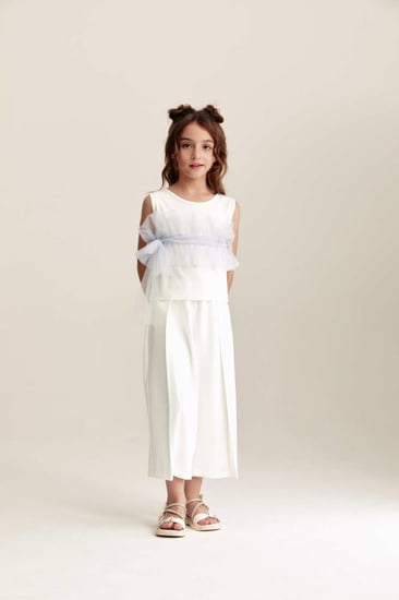 بنطلون وايد ليج قماش بناتي