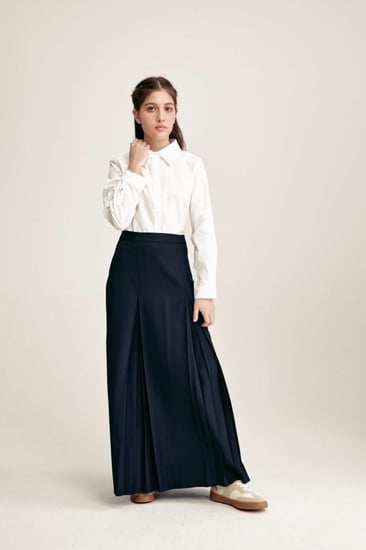 تنورة مريول مدرسية ثانوي - بتصميم كحلي أنيق