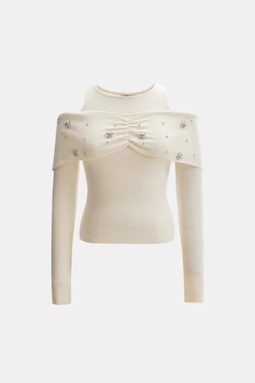 بلوزة بلا أكتاف مزينة بالكريستال