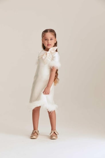 فستان مزين بالريش