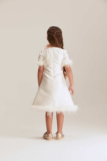 فستان مزين بالريش