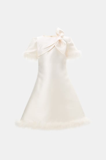 فستان مزين بالريش