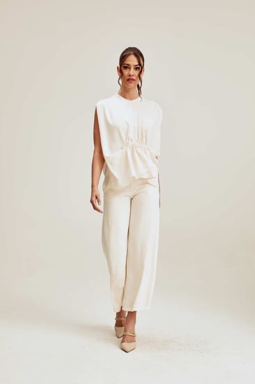 بنطلون سادة بأرجل واسعة