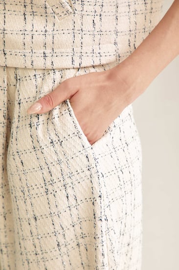 بنطلون تويد بقصة واسعة