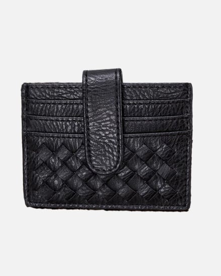  محفظة نسائية من الجلد بلون أسود