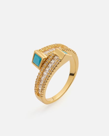 ‎ خاتم نسائي مميز باللون الذهبي