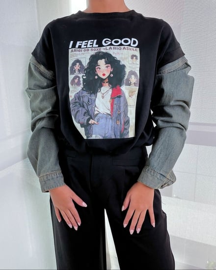  هودي نسائي الفي اند كو أنيق باللون الأسود وجينز