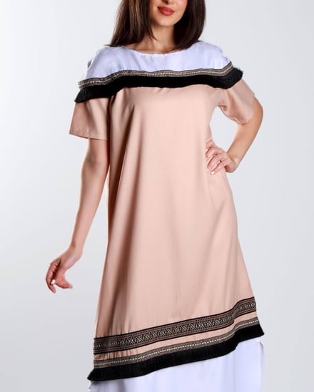 جلابية الفي نسائيه باللونين الأبيض والوردي