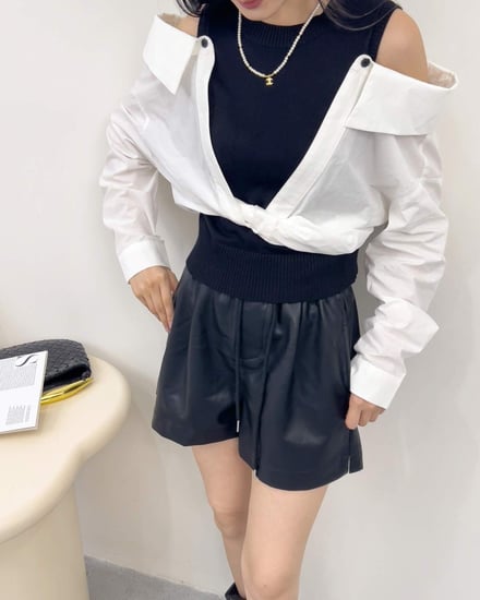  بلوزة نسائية الفي اند كو باللون الأبيض والأسود