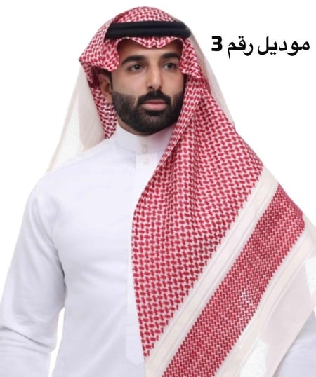 شماغ بروجيه رجالي أحمر خطوط بيج الجديد