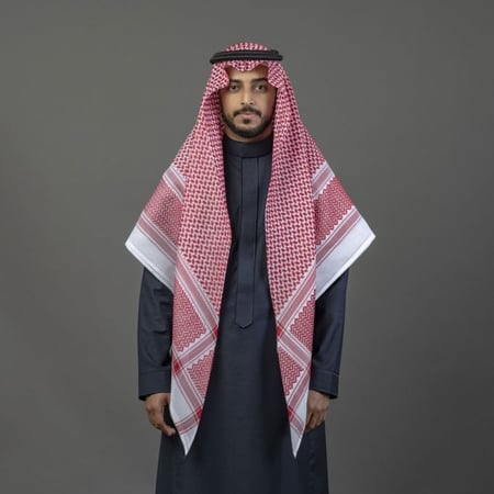 شماغ البسام بيسك أحمر غامق