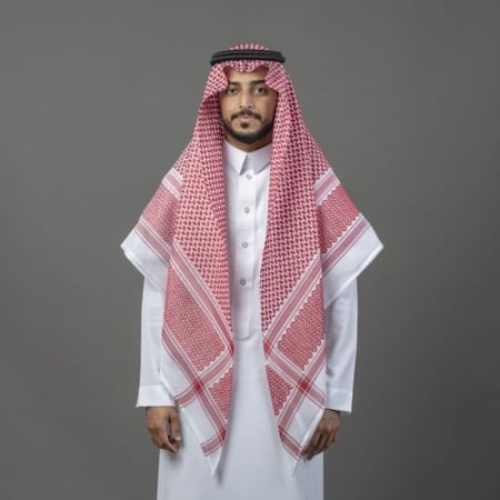 شماغ البسام بيسك أحمر غامق