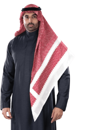 شماغ بروجيه رجالي أحمر خطوط بيج الجديد