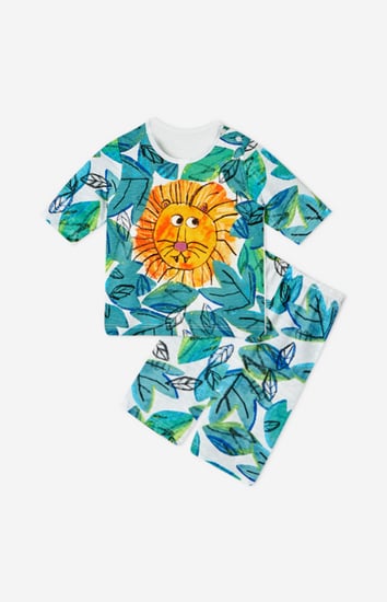 طقم اولاد من القطن برسمة اسد الغابة