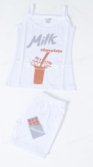 طقم بناتي مطبع تصميم MILK انيق