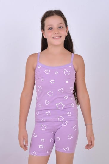 طقم بناتي ملون نقشة