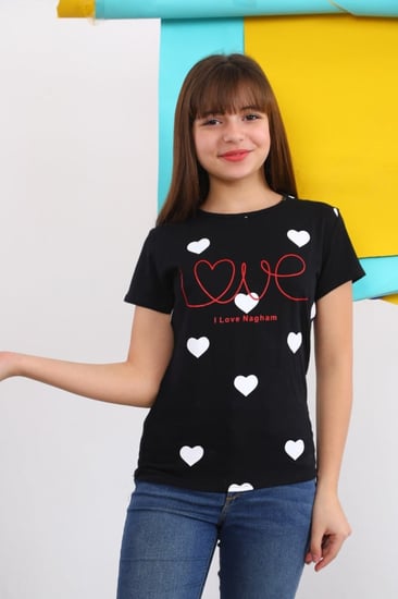 بلوزة تيشيرت بناتي قطني مطبع  لوف البسة قطنية من ملبوسات قطن العائلة