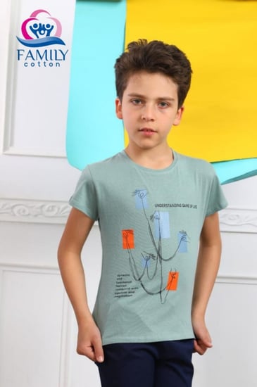 تيشيرت ولادي قطني مطبع  لوف البسة قطنية من ملبوسات قطن العائلة