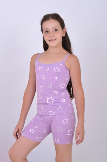 طقم بناتي ملون نقشة