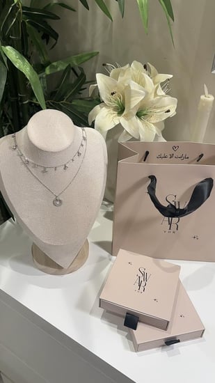 تشوكر وعقد كريستال فضة 925