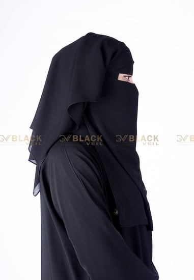 نقاب طبقتين كبير مطاط من الجوانب بطبقة على الراس وربطة عريضة