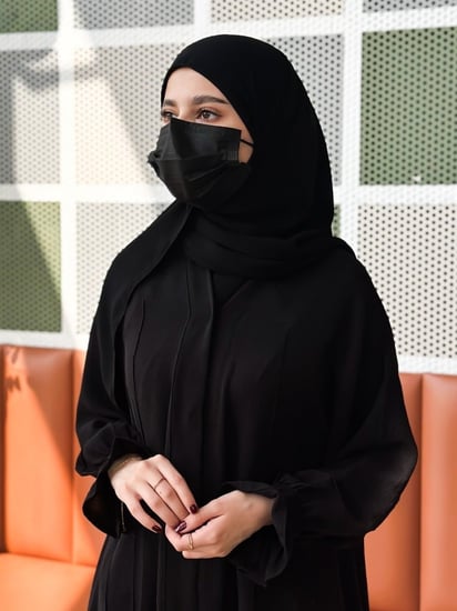 طرحة بندانة + نقابــين  حرير