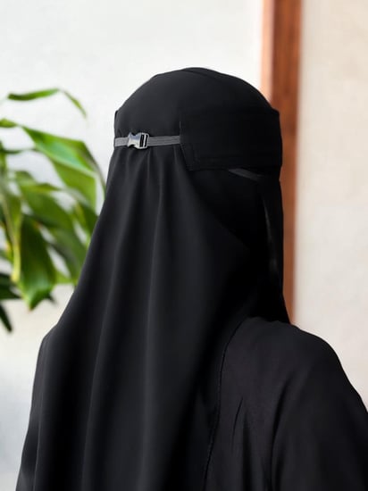 نقاب مشبك حرير - وسط أو طويل