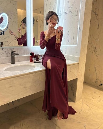 فستان برغندي انيق