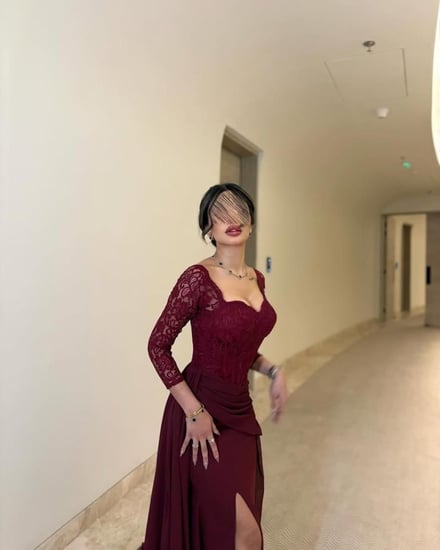 فستان برغندي انيق