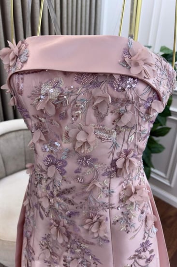 فستان سهرة - زهري مطرز ورود