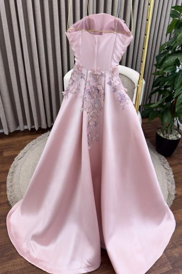 فستان سهرة - زهري مطرز ورود