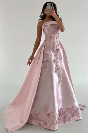 فستان سهرة - زهري مطرز ورود