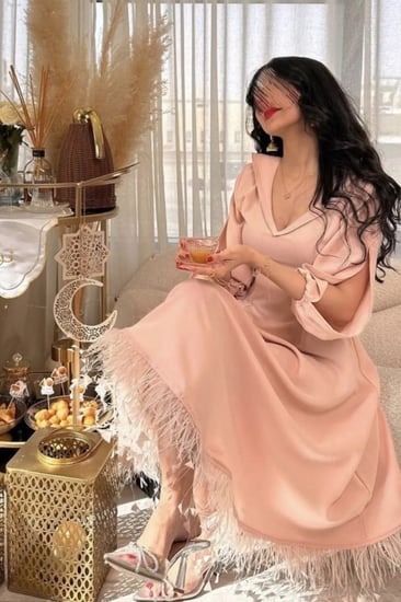 فستان العيد كريب استرتش ميدي